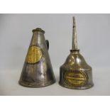 A conical oil can, bearing a brass plaque for Harrius & Son, Fleet Works, plus a small oiler bearing