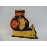 A rare Bovril wooden mechanical shop display money box, 7 1/2" wid ex 7" high x 3 1/2" deep.