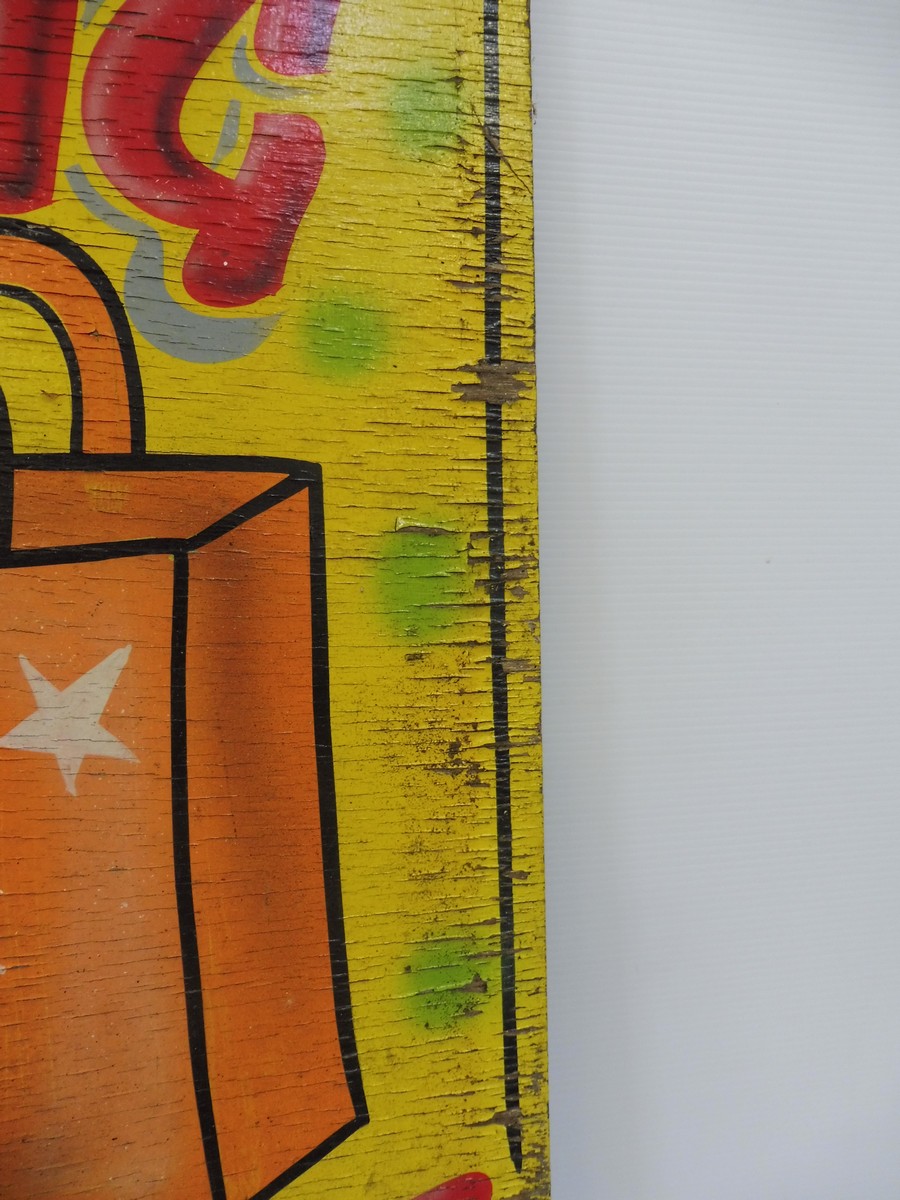 An original fairground painted panel 'Hook-a-bag prize every time', 15 x 45". - Image 4 of 5