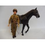 Original Action Man - a 1960s blond painted head figure, British officer with brown horse, and