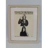 A John Lennon signature in pen, on an image from The Plastic Ono Band 'Power To The People', the