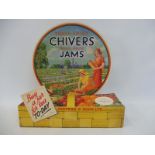 A Chivers Fresh Fruit Jams 3D display showcard depicting fruit pickers, 14" wide x 15" high x 5"