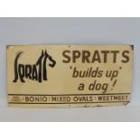 A Spratt's 'builds up' a dog! enamel sign, heavily repainted, 24 x 12".