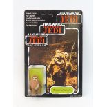 Star Wars - Original carded Return of the Jedi Wicket tri-logo figure presenting on an unpunched
