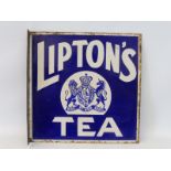 A Lipton's Tea double sided enamel sign with central coat of arms and hanging flange, by Griffiths &