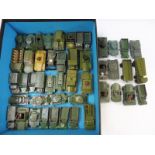 A box of mainly Lesney military vehicles, different eras.
