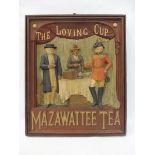 A rare Mazawattee Tea Victorian shop window advertising plaque 'The Loving Cup', 19 3/4 x 23 3/4".