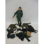 Original Action Man - a circa 1970s flock haired figure, German stormtrooper uniform with a large