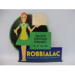 A Robbilac Quick Drying Enamel die-cut colourful showcard, 13 1/2 x 12".