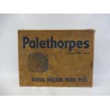A large Palethorpes Royal Melton Pork Pies rectangular cardboard dispensing box, 18" wide x 6"