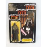 Star Wars - Original carded Return of the Jedi Darth Vader tri-logo figure, bubble dent, some fading