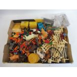 A large quantity of mainly Britains plastic figures, animals etc.