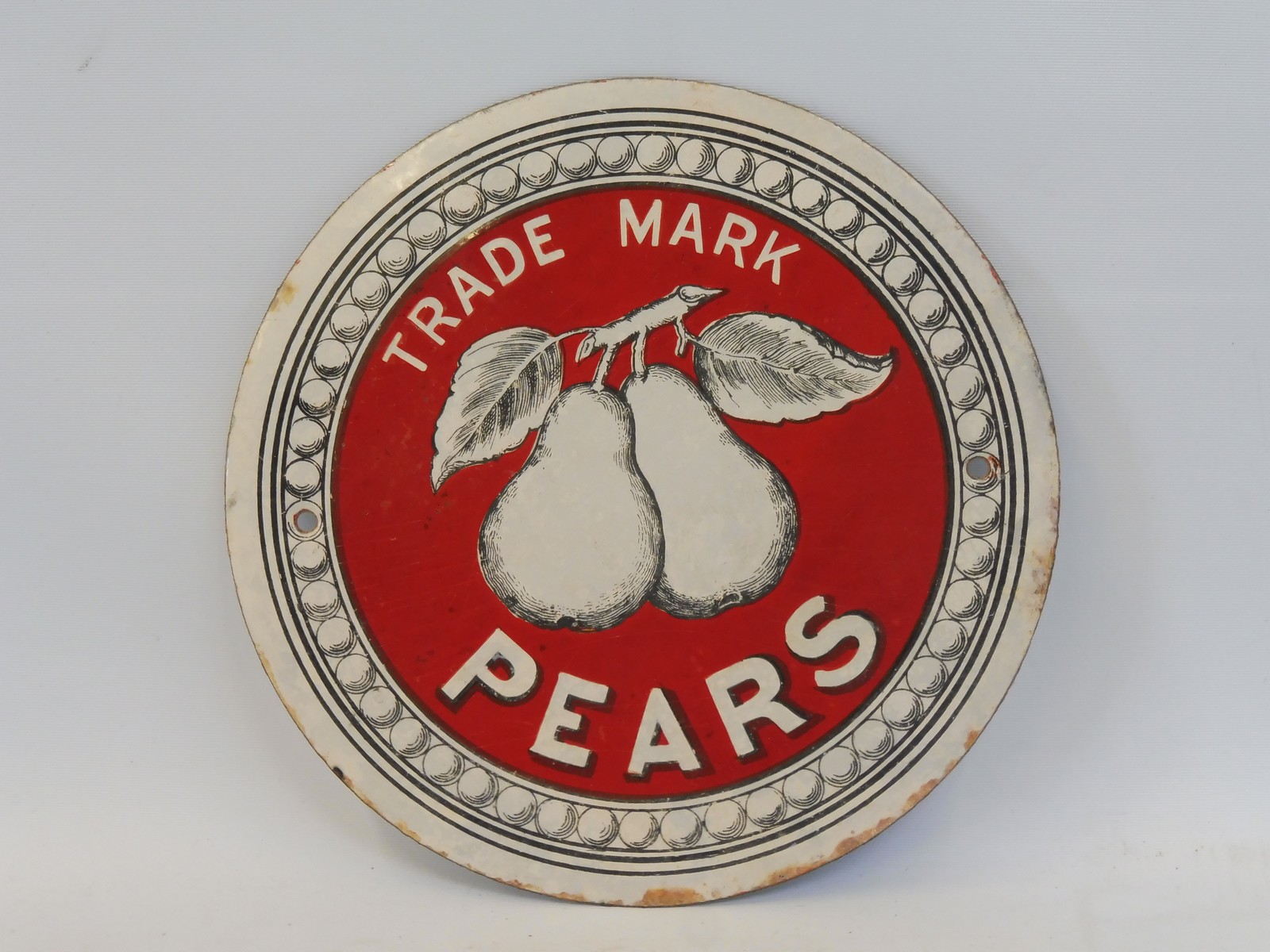 A Pears' Soap circular enamel sign in excellent condition, 7" diameter.