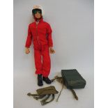 Original Action Man - a circa 1970s figure in a red devil outfit and accessories.