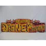 A fairground brightly coloured wooden sign 'Welcome to Disney World', 72 x 22".