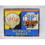 A contemporary and decorative painted sign advertising Shell & BP Norwich Depot, 28 x 22".