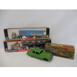 A boxed Tri-ang Wizard tinplate Spot-on-car no.2 series and two boxed super hauliers.