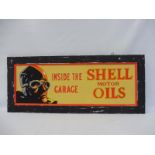 A contemporary and decorative painted sign advertising Shell Motor Oils, 36 x 15".