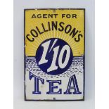 A Collinson's Tea rectangular enamel sign of small size, couple of minor parts retouched, 8 x 12".