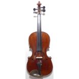 Three quarter size (back length 13 ¼") violin labelled The Maidstone, Murdoch Murdoch and Co,