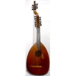 An early 20th century 17 string theorbo lute by Adolf Paulus, in Rothenburg ob der Tauber, signed