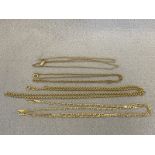 A selection of 9ct gold chains, approx. 17g.