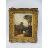 W. GARLAND - a rural landscape scene, signed and dated 1846, oil, gilt framed, 21 1/2 x 25 1/2".