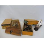 A boxed Record No. 044 plough plane, a boxed Stanley no.4 plane and two others.