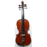 Full size (14"/36 cm back) violin labelled Carl Anton Lippold of Markneukirchen, Germany, and made
