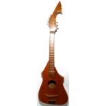 Eccentric acoustic guitar made by Hunt of Dartington; Body: pine; Neck, head and fretboard:
