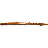 Boxwood Flute. Early 19th century. Four square ended brass keys. No cracks but wood shrinkage