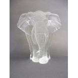 A Mats Jonasson glass flat back sculpture of an elephant.