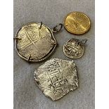 Two very early silver coins, both trimmed and very worn (approx. 48g combined weight) plus two