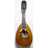 A bowl backed mandolin, probably Italian early 20th c, with mother-of-pearl/pearloid depiction of