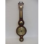 A 19th Century mahogany and boxwood strung five dial barometer, by Peter Bragenzi.