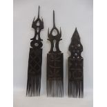 Three tribal combs, probably late 19th Century/20th Century.