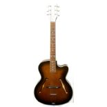 Vintage slimline f hole arch top guitar circa 1950s good order. Carrying cover.