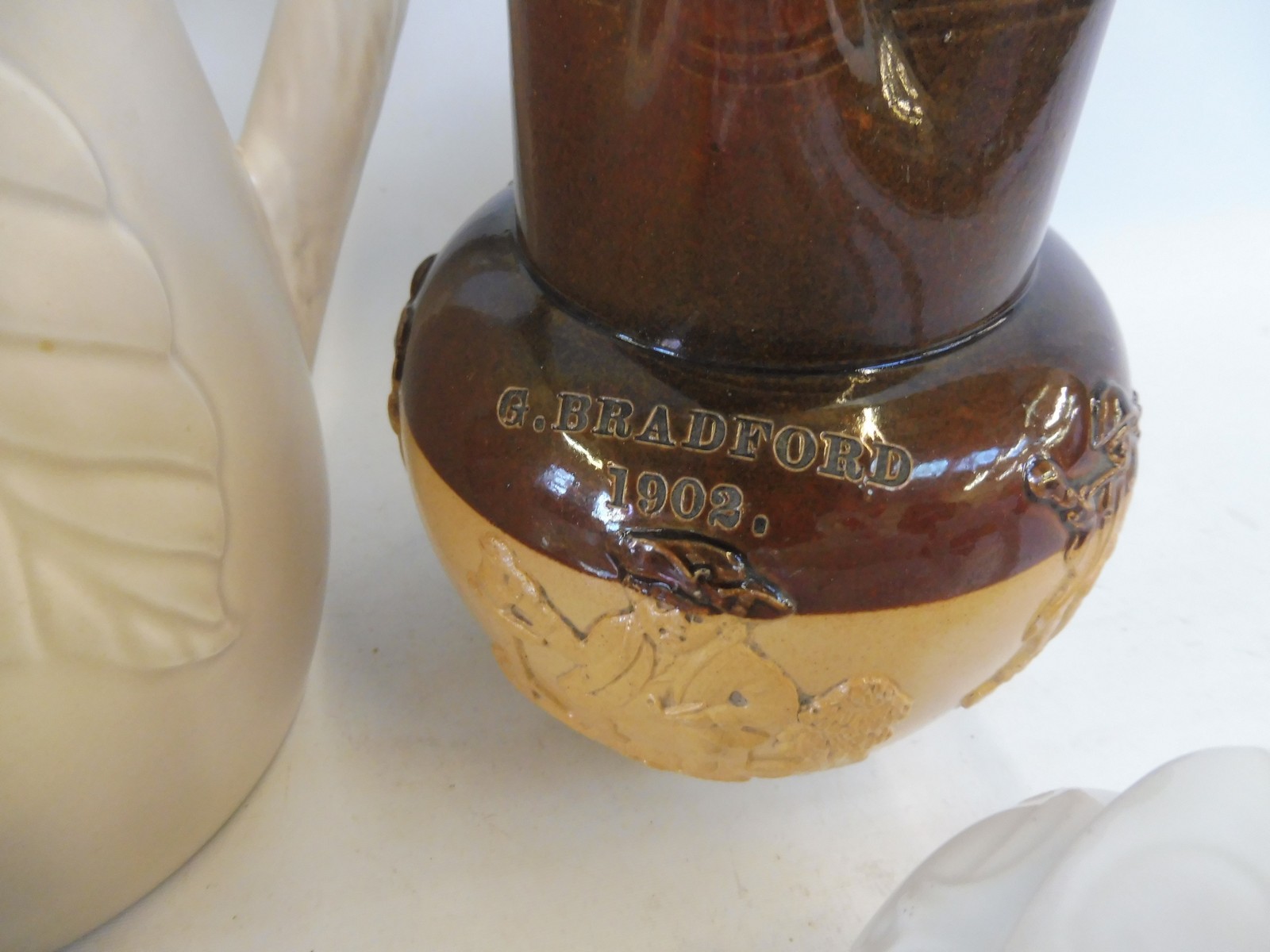 A selection of 19th Century ceramics including a harvest jug stamped G. Bradford 1902. - Image 2 of 5