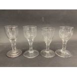 Four assorted 19th Century drinking glasses.