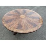 A very good quality late Regency circular tilt top breakfast table, 55" diameter top, sectioned