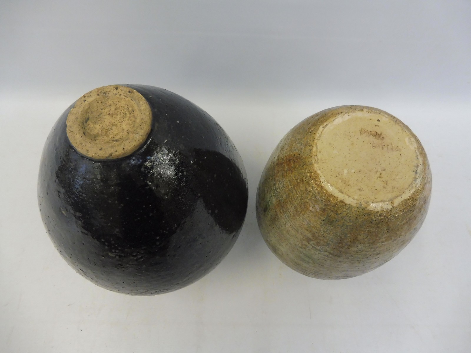 Two studio pottery vases, the tallest 8 1/2" high, the smallest signed 'Little'. - Image 5 of 5