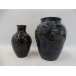 Two glazed pottery vases, the largest 6 1/2" tall.