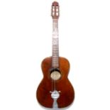 1930s Flat Top Guitar, arched back. Labelled Guiseppe Indelicato Contarino, Catania, with the