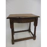 An oak joint stool, probably 19th Century and later.