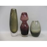 Three Scandinavian glass vases.