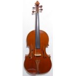 Large English viola by Ralf Miles 1960s, with original receipt. Back length 42.20cm. In good