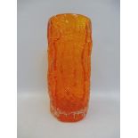 A large Whitefriars tangerine baxter bark vase, 9" high.