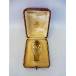 A rock crystal walking handle knop (broken) in original burgundy and gilded leather box of issue,