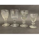 Four assorted 19th Century drinking glasses.