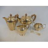 A silver four piece tea set of Art Deco design, Birmingham 1934.